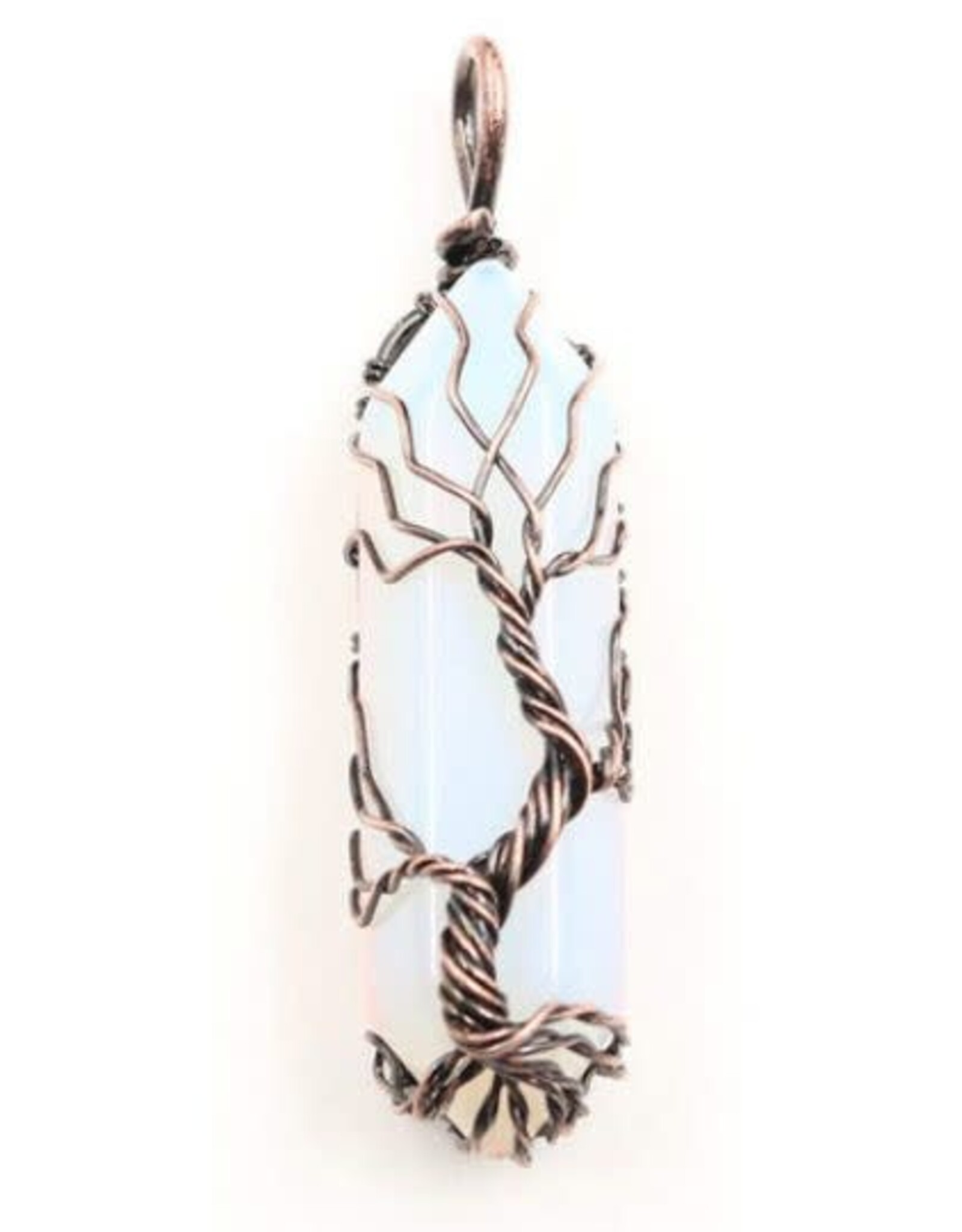 Tree of Life Necklace with White Opal