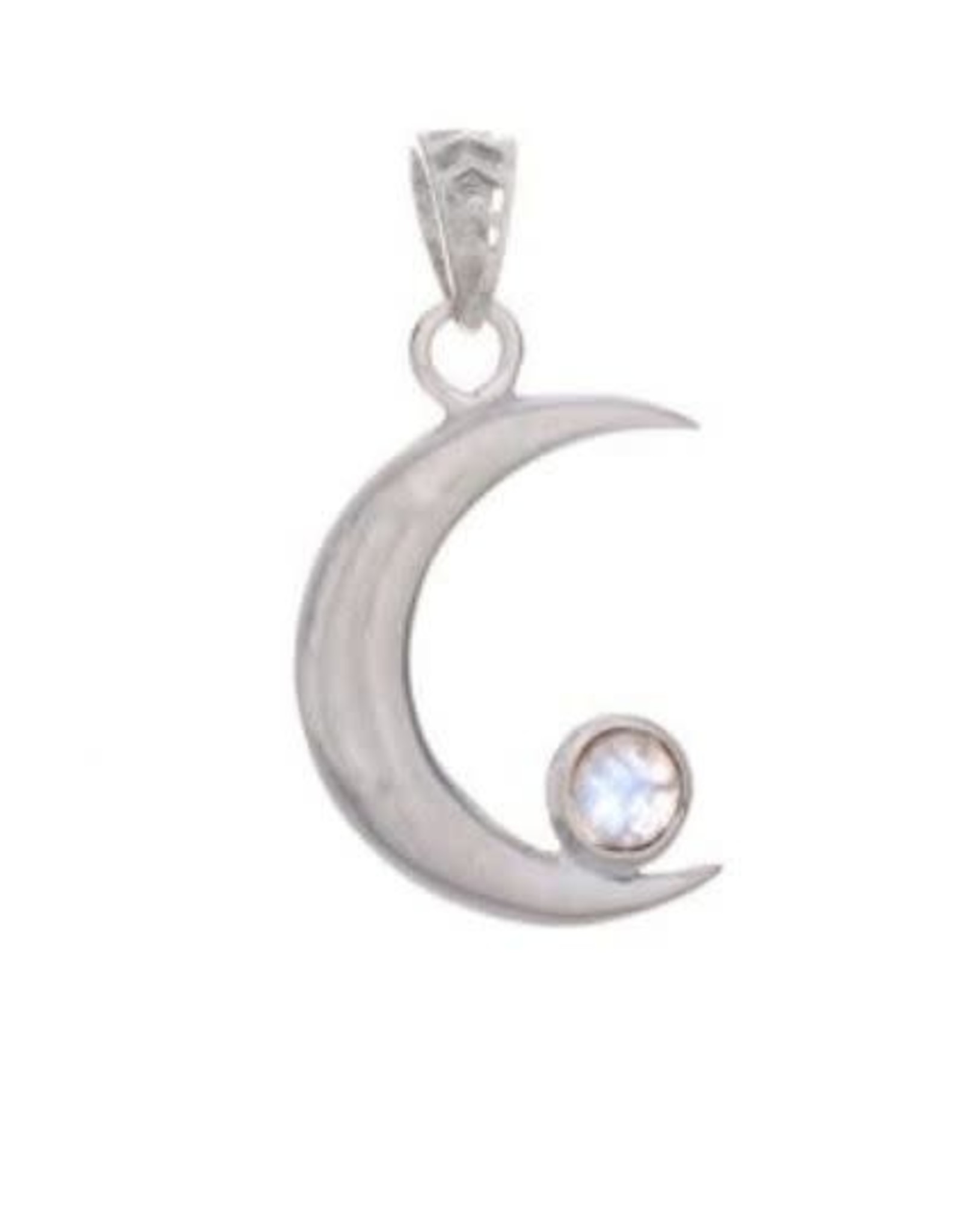 Moon Rainbow Moonstone Pendant - Sterling Silver