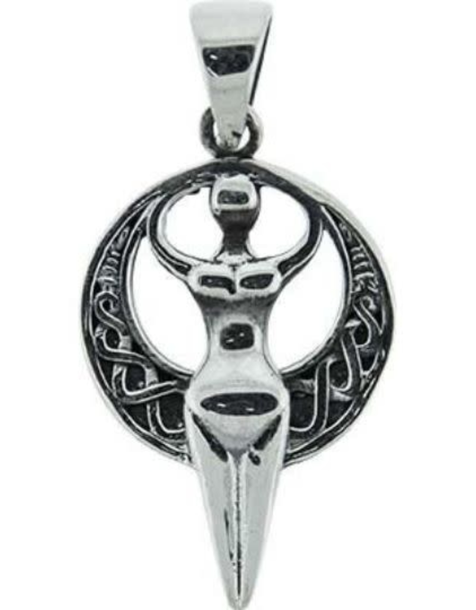 Celtic Moon Goddess Pendant Sterling Silver 1"