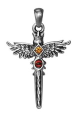 Winged Sword Pendant with cord 2" x 1.25"