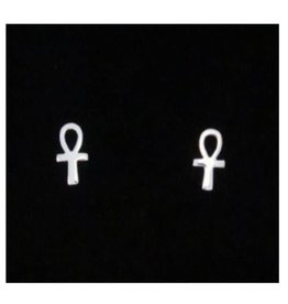 Ankh Sterling Silver Stud Earrings 9.5mm