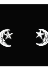Moon & Star Sterling Silver Stud Earrings 9mm