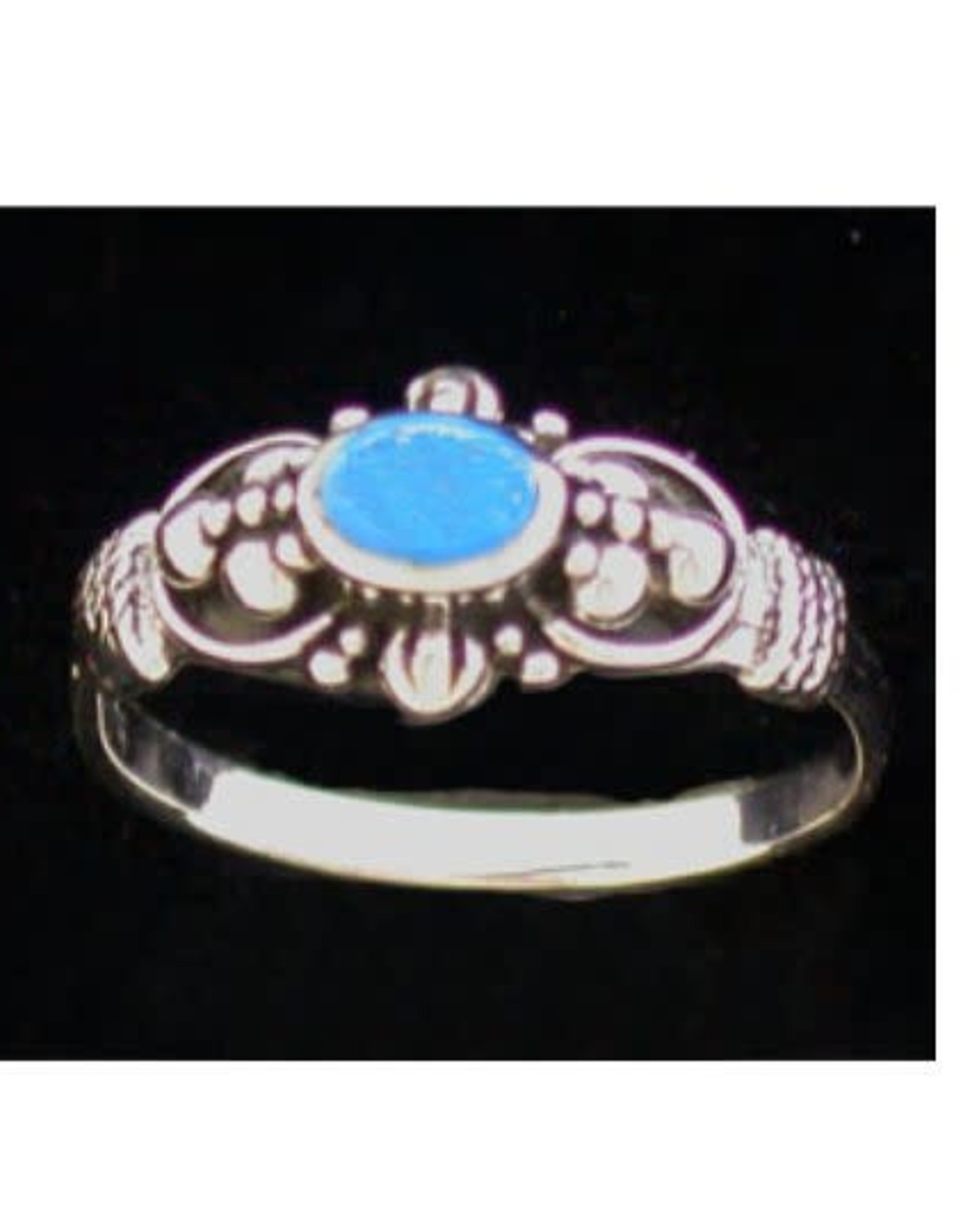 Turquoise Bezel Ring Sterling Silver - Size 4