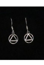 Small Triangle in Circle Sterling Silver Stud Earrings