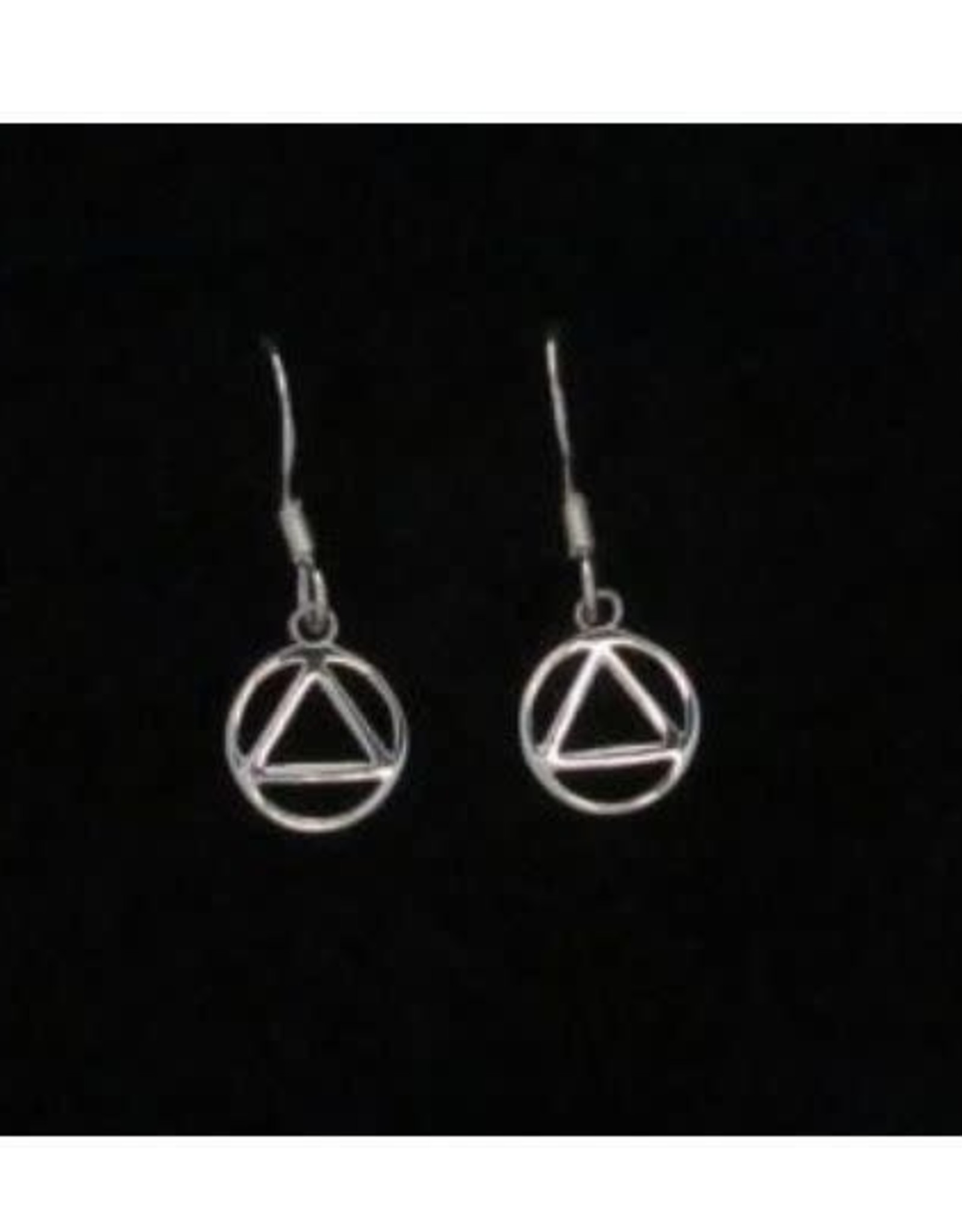 Small Triangle in Circle Sterling Silver Stud Earrings