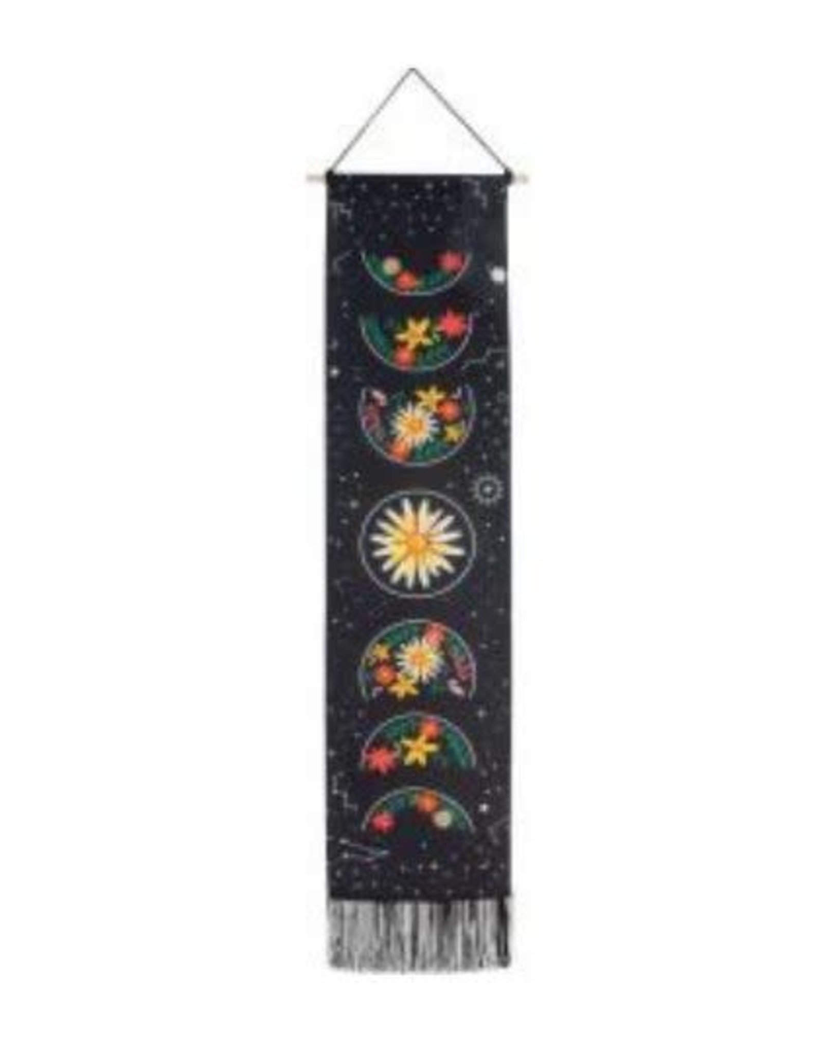 Floral Moon Phases Banner with Fringe 12.5" x 51"