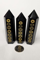 Black Obsidian Generators / Points with 7 Chakra Symbols