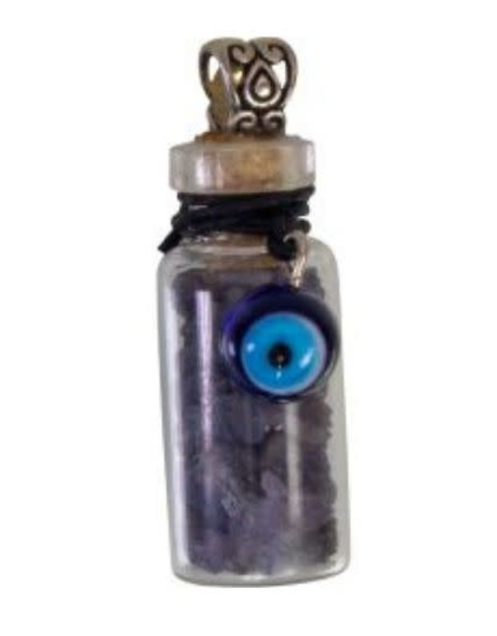 Sapphire & Evil Eye Chip Bottle Necklace 20.5"L