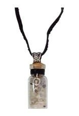 Rainbow Moonstone and Goddess Chip Bottle Necklace 20.5"L