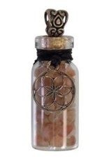 Sunstone & Seed of Life Chip Bottle Necklace 20.5"L