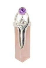 Rose Quartz Point with Amethyst Gem Goddess Pendant