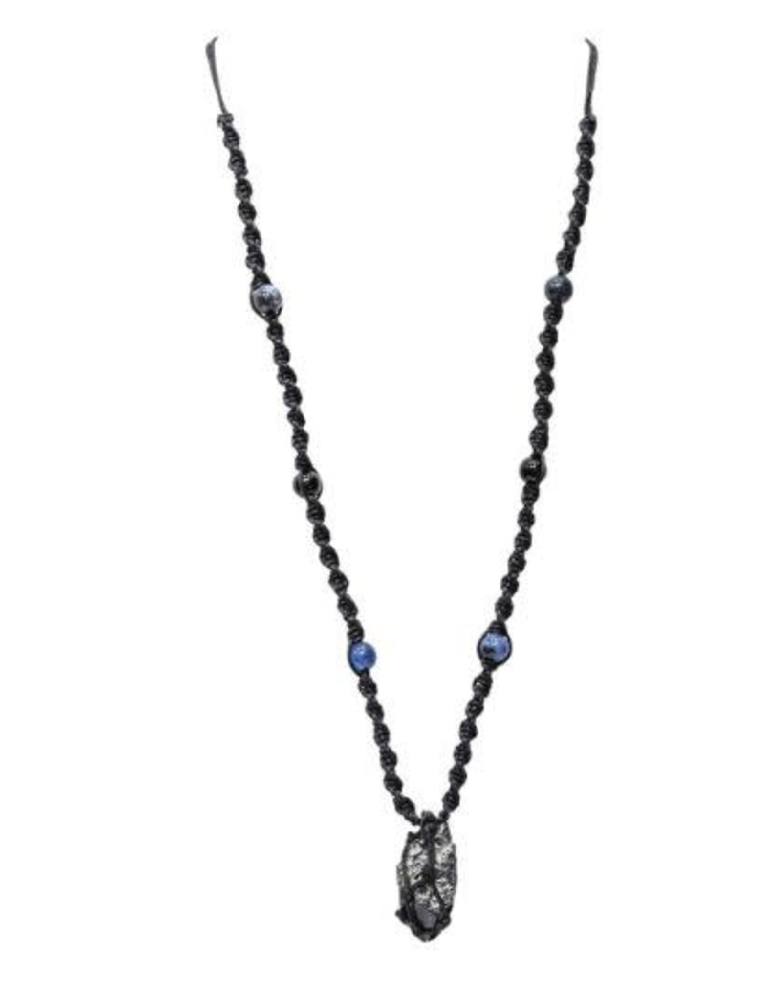 Hippie Bead Rough Point Black Tourmaline Necklace - adjustable