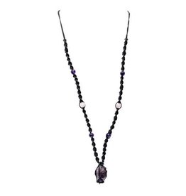 Hippie Bead  Rough Point Amethyst Necklace - adjustable