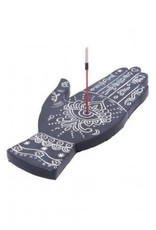 Hamsa Hand Incense Burner Black/White 7.5"