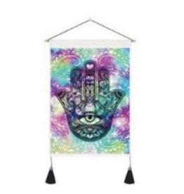 Colourful Hamsa Hand Tapestry Banner - 13.75"x19.5'