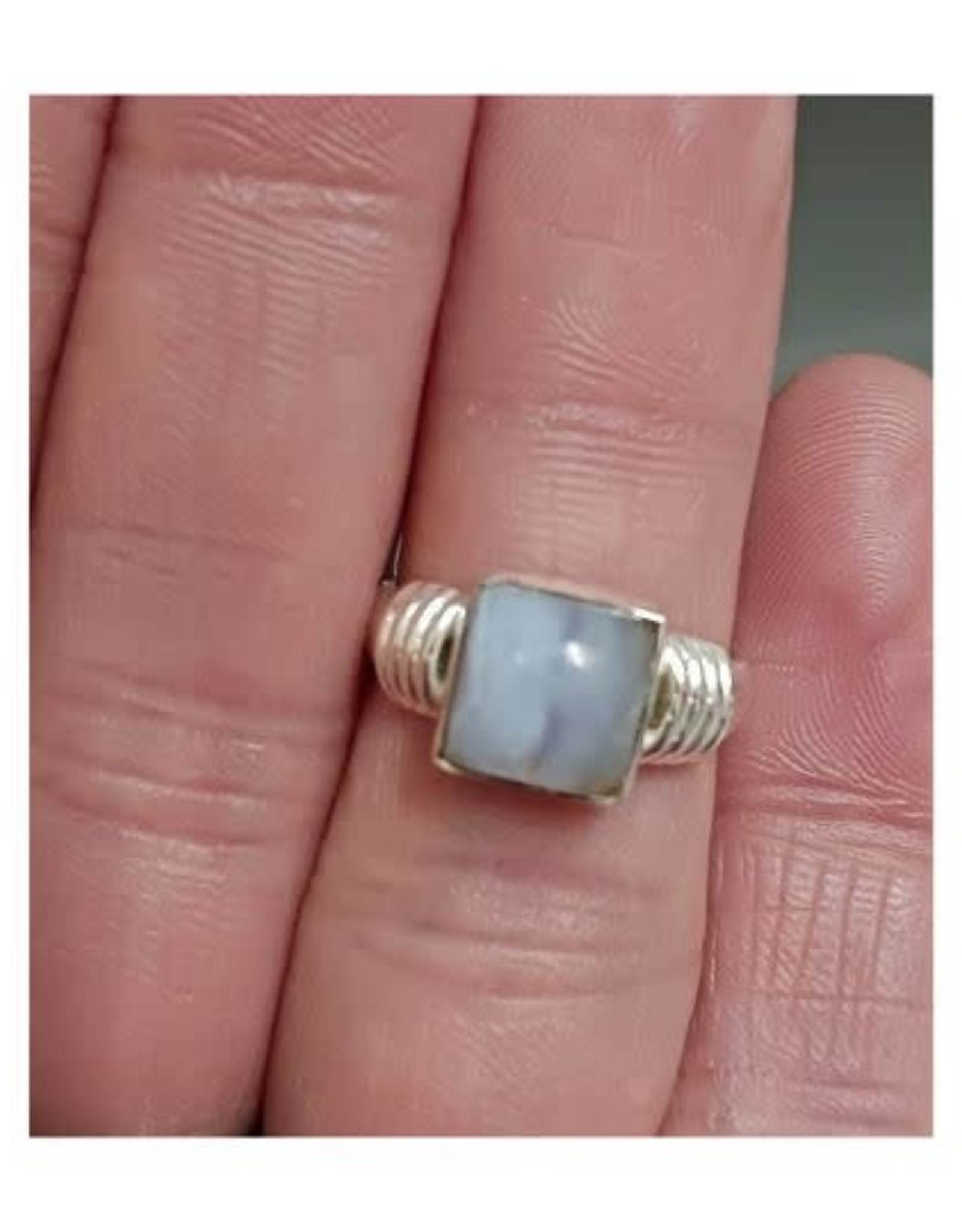 Blue Lace Agate Ring D - Size 6 Sterling Silver