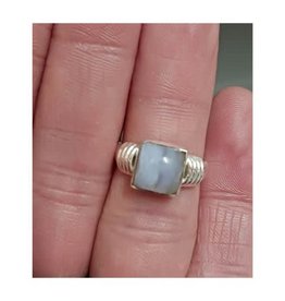 Blue Lace Agate Ring D - Size 6 Sterling Silver