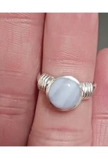 Blue Lace Agate Ring B - Size 6 Sterling Silver