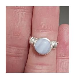Blue Lace Agate Ring B - Size 6 Sterling Silver