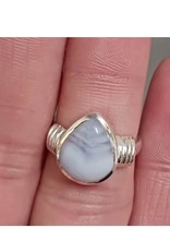 Blue Lace Agate Ring C - Size 6 Sterling Silver