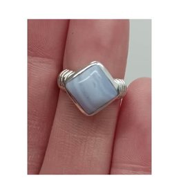Blue Lace Agate Ring - Size 5 Sterling Silver