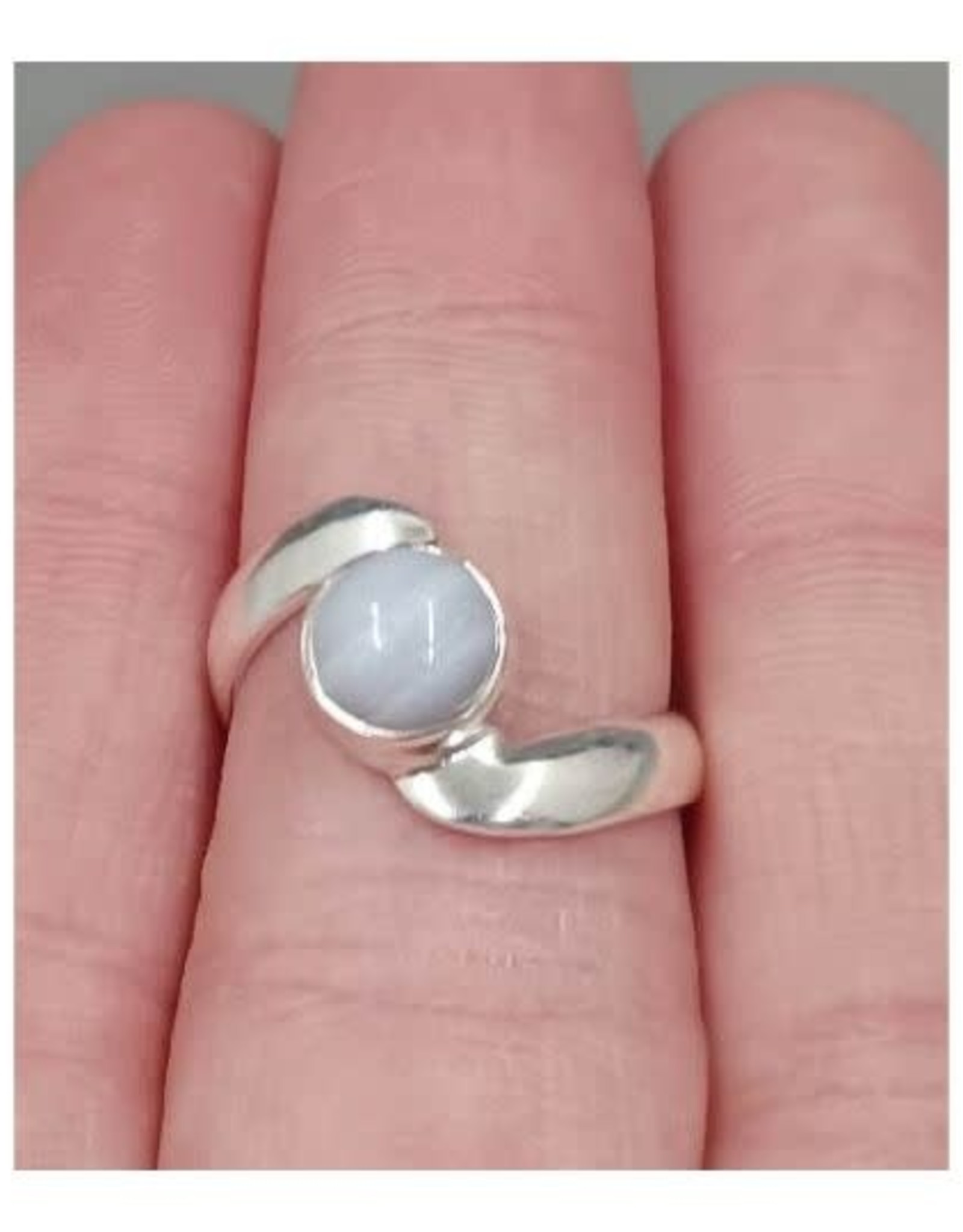 Blue Lace Agate Ring - Size 7 Sterling Silver