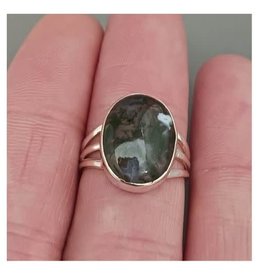 Moss Agate Ring C - Size 7 Sterling Silver