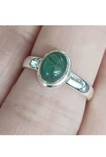 Emerald Ring - Size 10 Sterling Silver