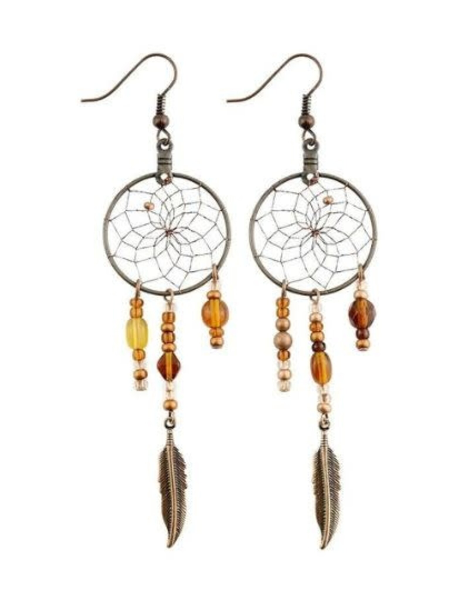 Monague Native Crafts Copper Dream Catcher Earrings1"