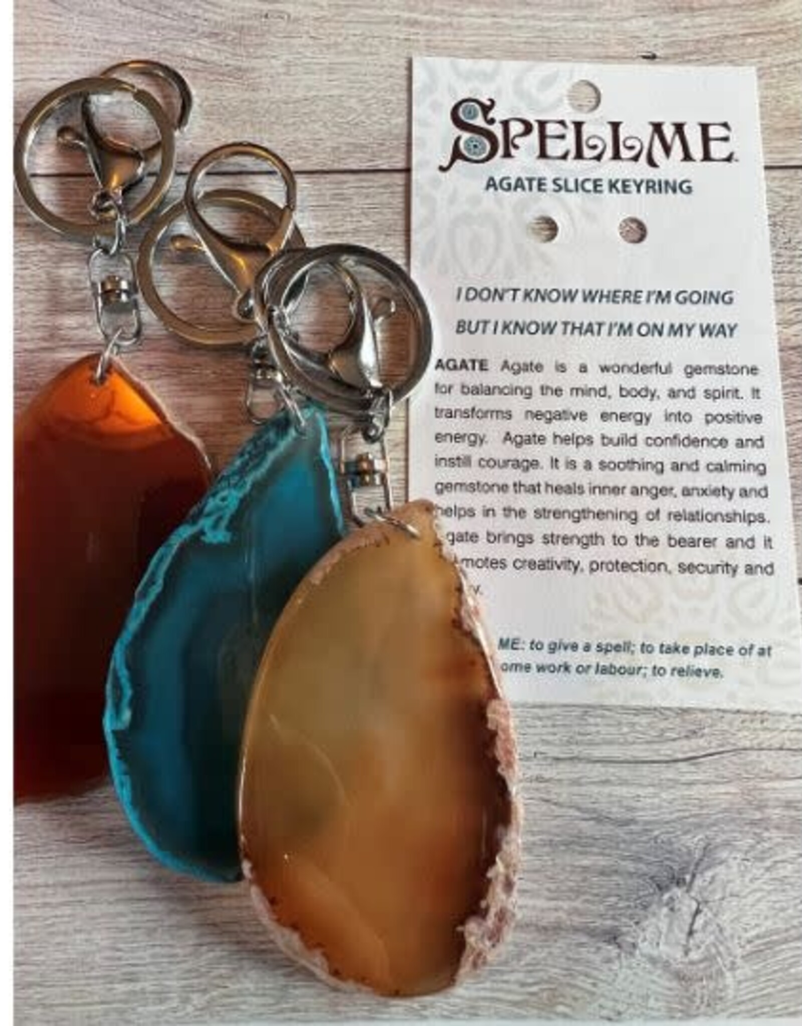 Agate Slice Keychains - Spell Me