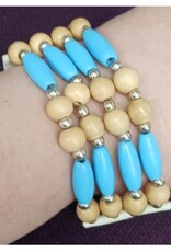 Walpole Island Walpole Island Handmade Beaded Bracelet - White with Teal Beads