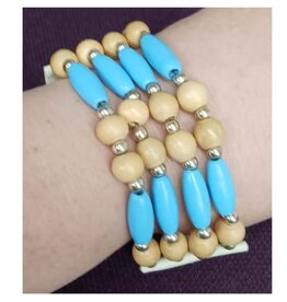 Walpole Island Walpole Island Handmade Beaded Bracelet - White with Teal Beads