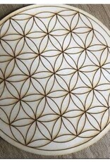Wooden Flower of Life Crystal Grid 6"
