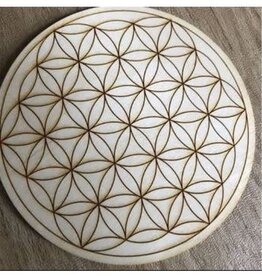 Wooden Flower of Life Crystal Grid 6"