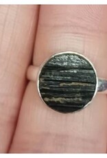 Black Tourmaline Ring - Size 5 Sterling Silver