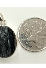 Black Tourmaline D Pendant Sterling Silver