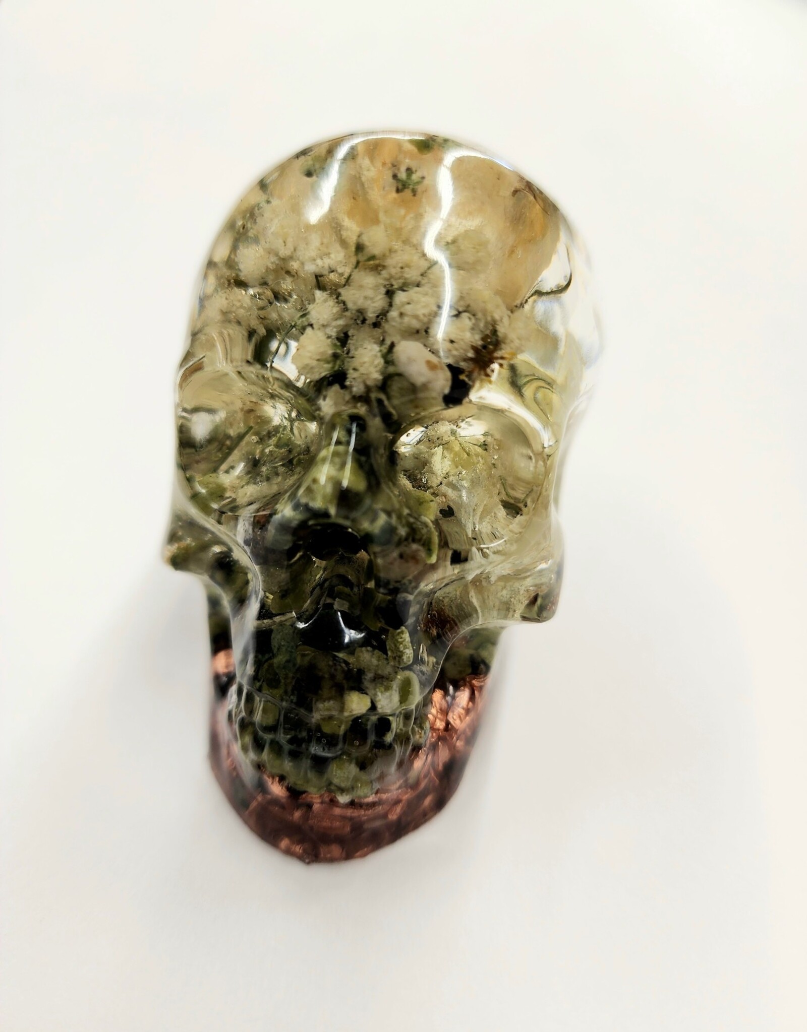Orgonite Jadeite & Natural Inclusions Skull G 3.25"