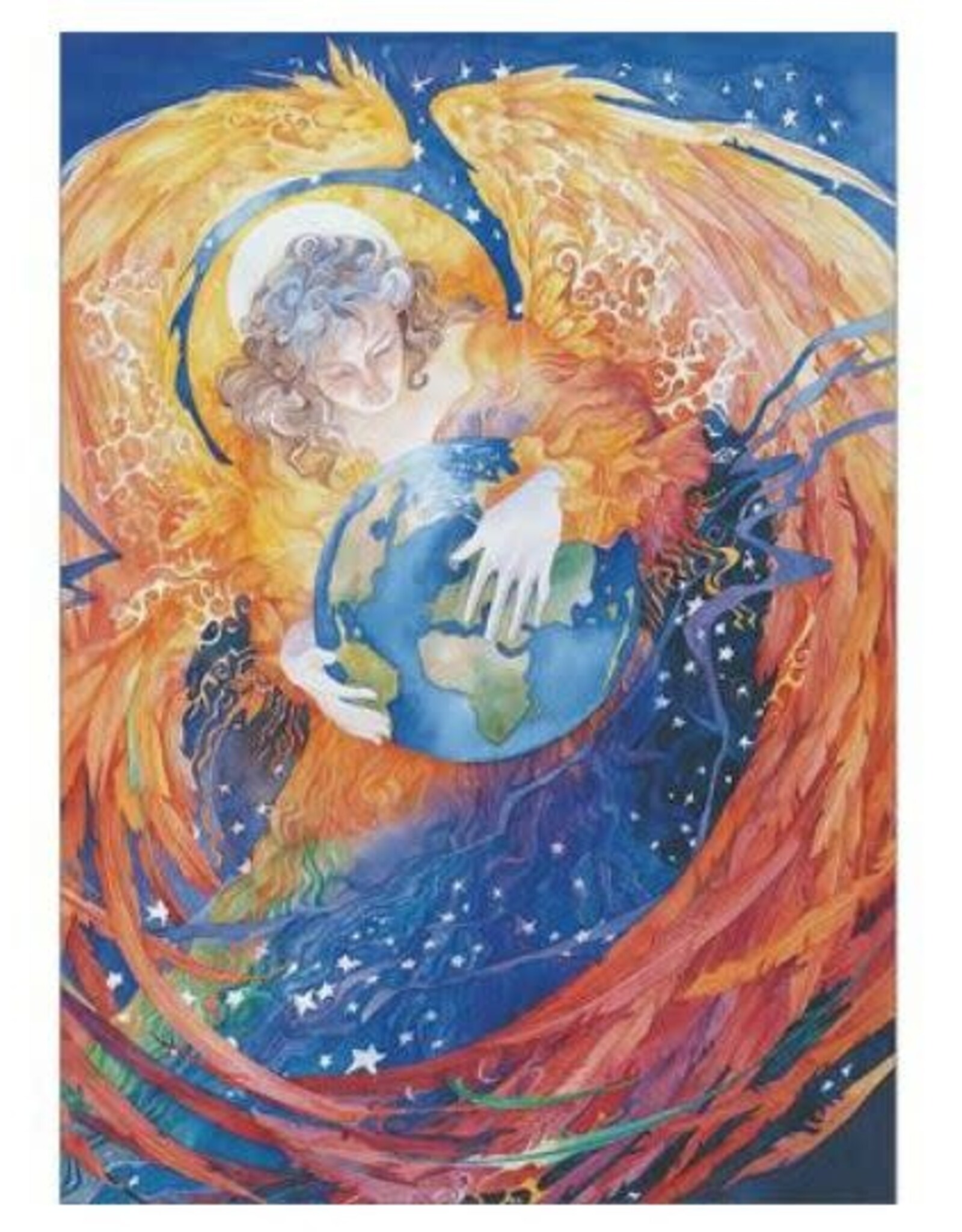 Amber Lotus Angel Cradling the Earth Greeting Card