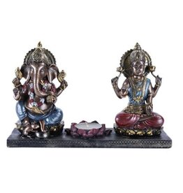 Ganesha & Krisna Statues with a Tealight Holder