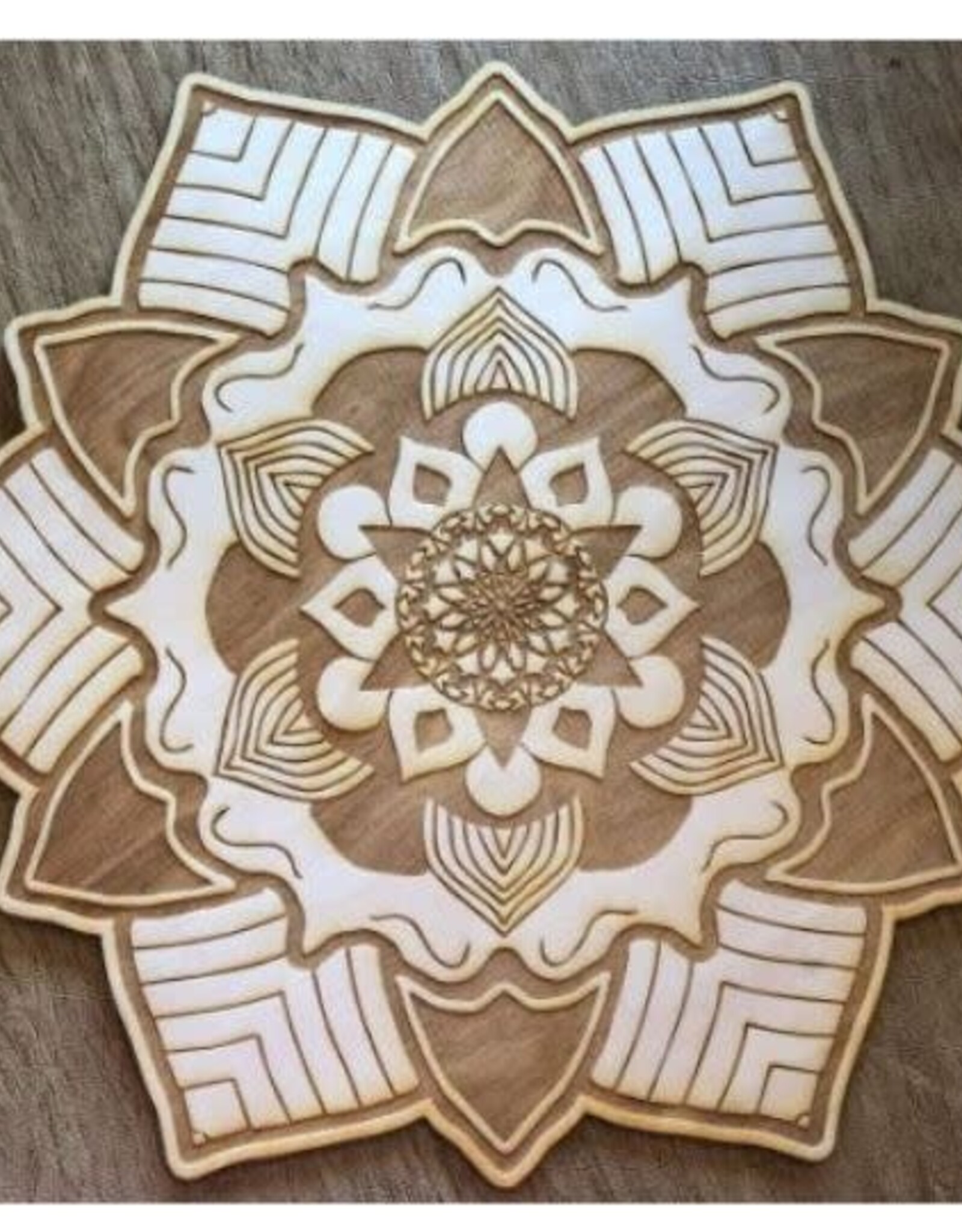 Wood Mandala Crystal Grid 6"