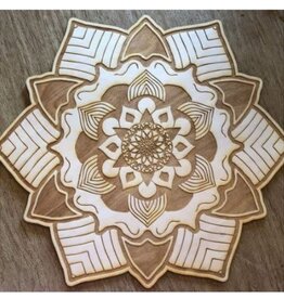 Wood Mandala Crystal Grid 6"