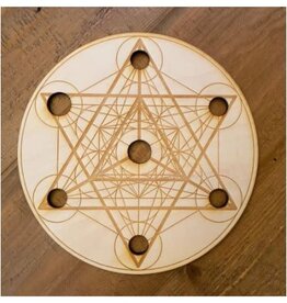 Wood Crystal Grid - Merkaba Metatron's Cube 8"