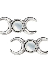 Triple Goddess Stud Earrings - Pewter 3/4"