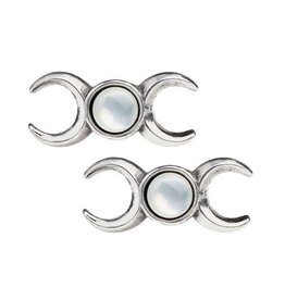 Triple Goddess Stud Earrings - Pewter 3/4"