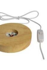 Wood LED Light Base w USB cord- White 4" x 0.75"