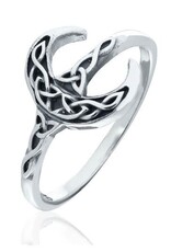 Celtic Night Moon Ring Sterling Silver Size 7