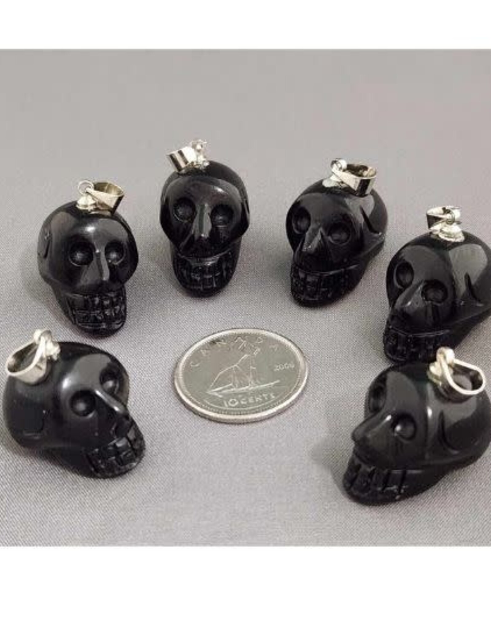 Black Obsidian Skull Pendant 3/4"