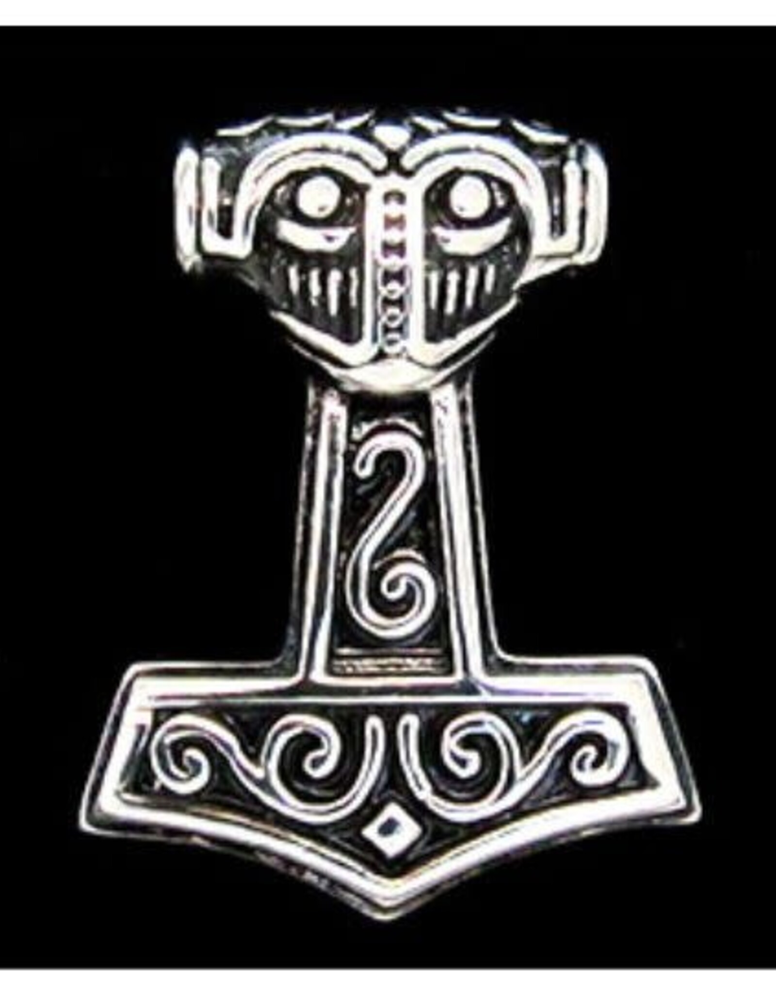 Thor Hammer Stainless Steel Pendant - Norse Design  1.25"