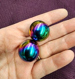 Rainbow Hematite Magnetic Zipper Ball Set of 2 - 20 - 25MM