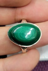 Malachite Sterling Silver Ring A - Size 9